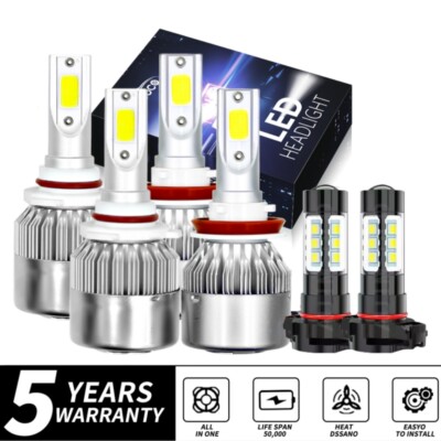 For GMC Canyon All Terrain Crew Cab 18-20 LED Headlight High Low+Fog Bulbs 6X