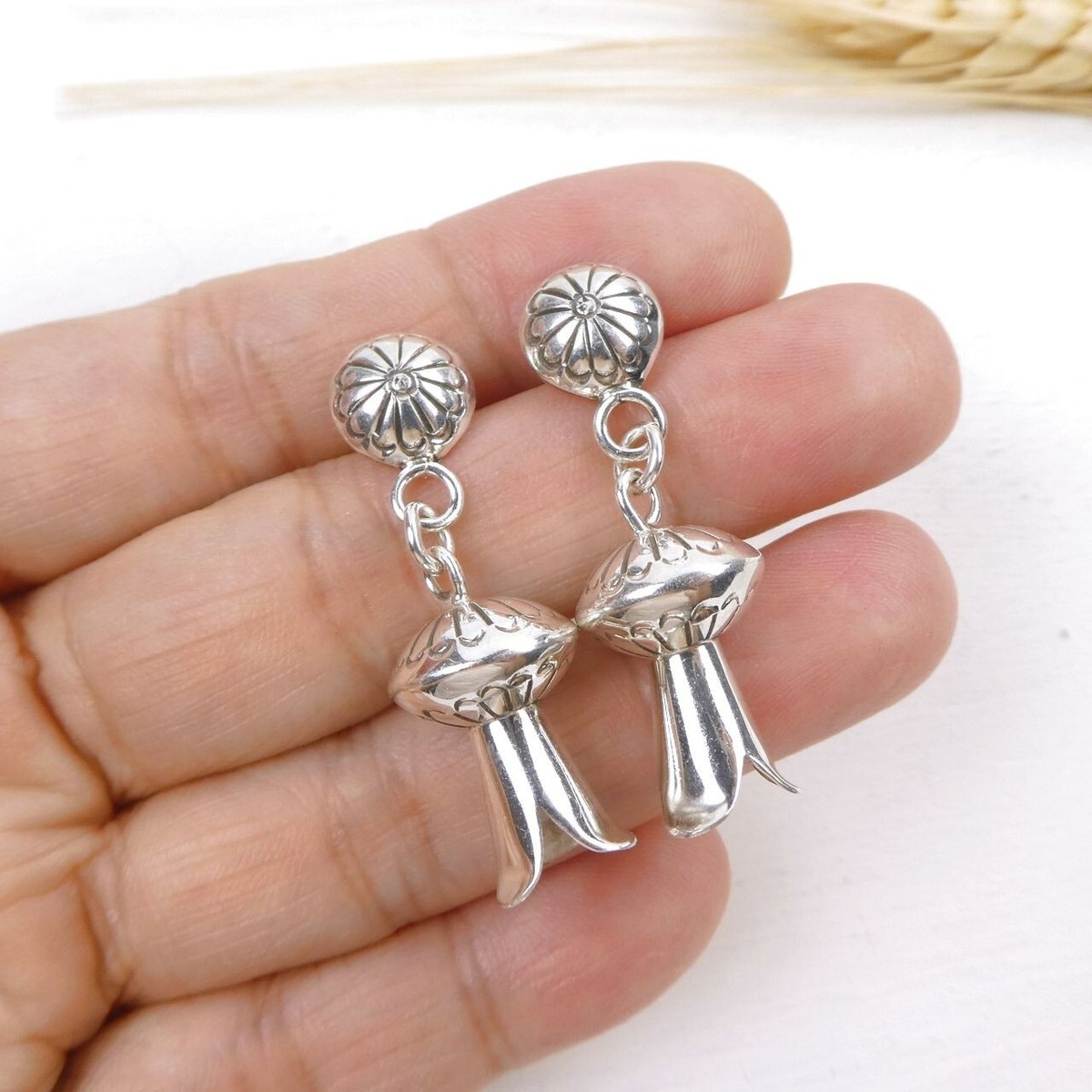 Native American Handmade Stamp Details Sterling Silver Squash