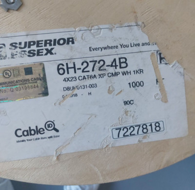 Cavo Di Rete Cat6A Superior Essex 1000 Ft - Bianco - 4X23 AWG - CMP - Nuovo - Foto 2