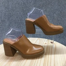 Universal Thread Heels Womens 10 Mule Platform Casual Brown Faux Leather Slip On