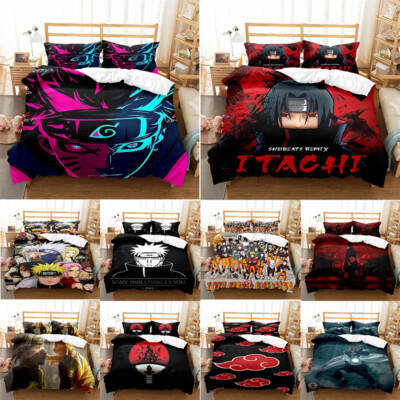 Uchiha Itachi Bettwäsche 135x200 – Anime Mikrofaser-Set, Sharingan Design, Inkl. Kissenbezüge