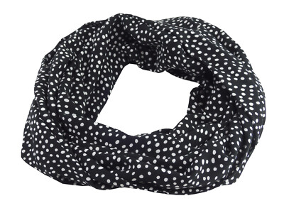 Damen-Rundschal Punkte Tupfen schwarz weiß ca. 35 cm x 140 cm 100% Viskose