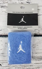 Vintage Nike Michael Jordan Jumpman Wristbands Light (Carolina) Blue & White NEW