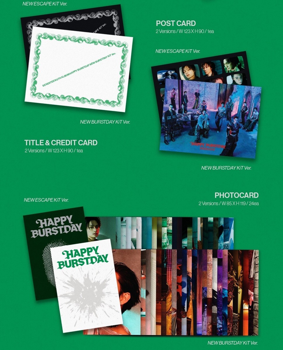 K-POP SEVENTEEN 5th Album HAPPY BURSTDAY KiT 2Ver SET KiT+P.Card+