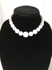 Elegant Faux White Pearl Necklace 16 Inch