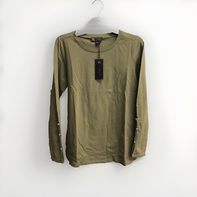 DG2 by Diane Gilman Slit Sleeve Top -Dusty Olive - Size: M