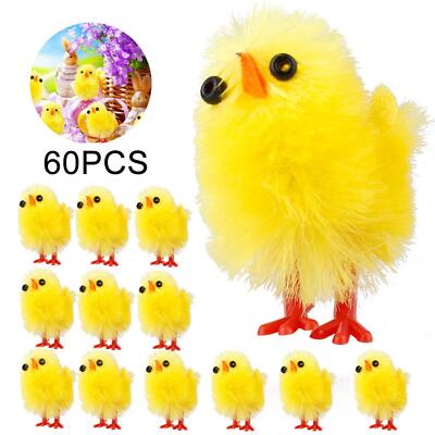 60 Stück Ostern Küken Dekoration Korb Füllung für Urlaub Haustür Fenster