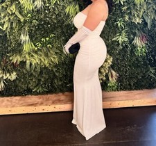 GLITTER WHITE GALA DRESS WOMEN SIZE M