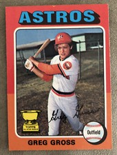 1975 Topps Greg Gross Baseball Card Rookie (RC) #334 Astros Outfield Mid-Grade. rookie card picture