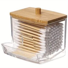 NNETM Clear Acrylic Swab Holder with Wooden Lid