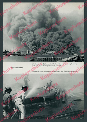 Fire Brigade Mineral Oil Fire Refinery Shell Ebano Hamburg-Harburg Air Raid 1944