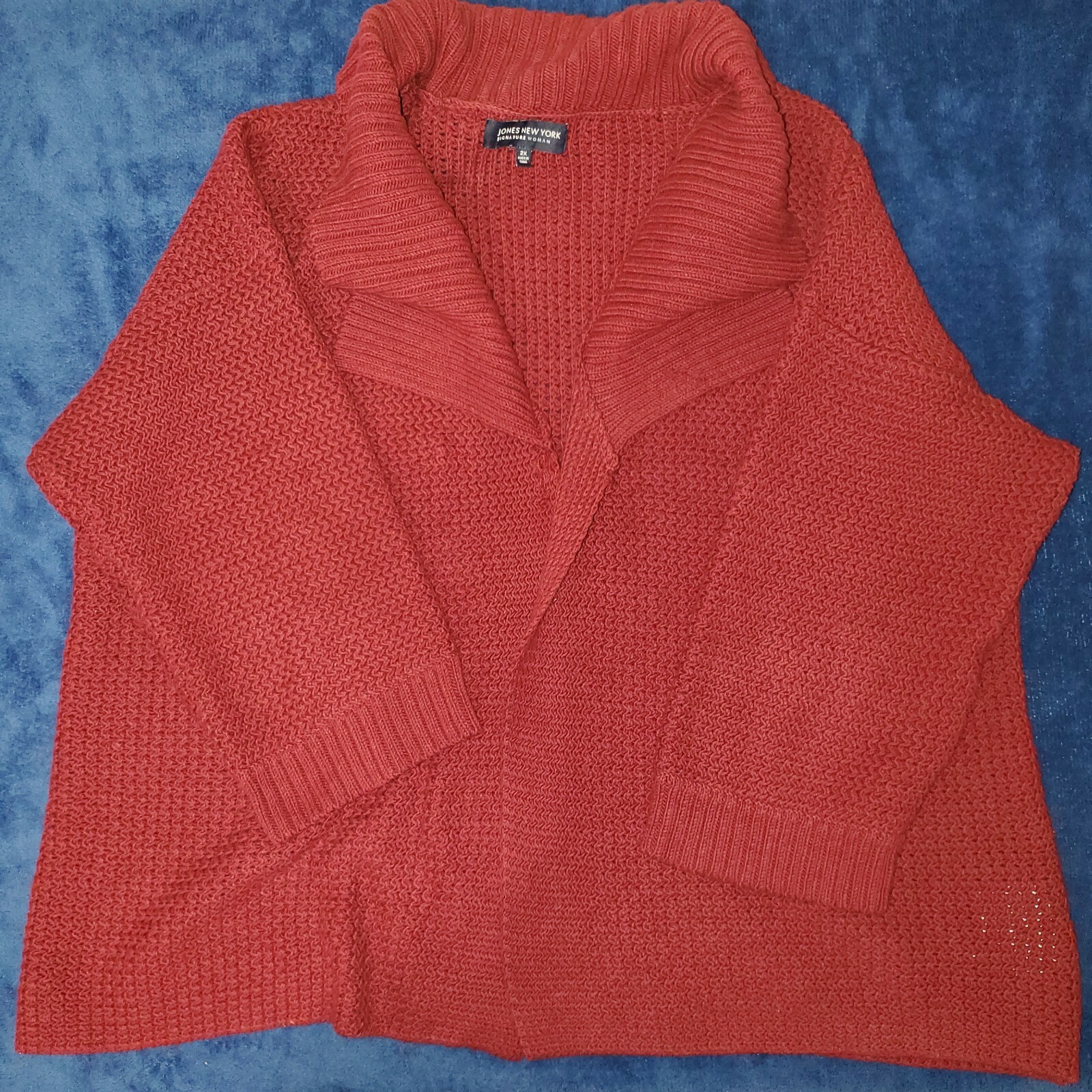 Jones New York Cardigan Open Front Sweater 2X Burgundy eBay