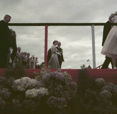 Queen Elizabeth II pictured with an unidentified dignitary duri- 1954 Old Photo