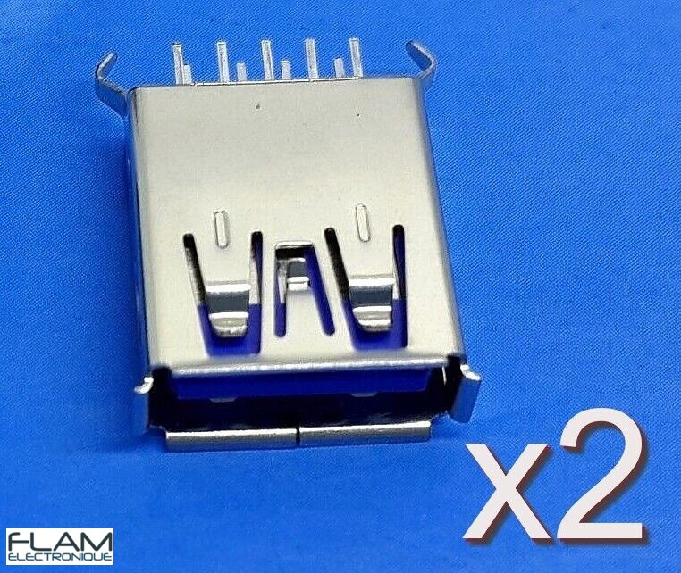 2 Connettori USB Tipo A Femmina Da Saldare &ndash; USB 2.0 &ndash; Argento, Universale