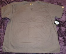 Carhartt Premium Unisex V-Neck Chest Pocket Scrub Top-C10001 Chocolate XLG NEW
