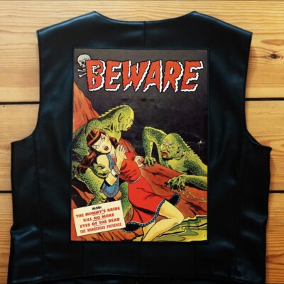 BEWARE Horror Rücken Aufnäher Groß Vintage Heavy Metal Aufbügeln Jacke Patch