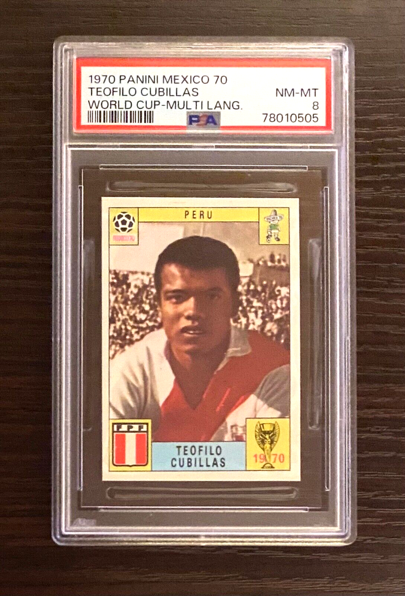 1970 Teofilo Cubillas Rookie Panini World Cup Sticker PSA 8 Peru