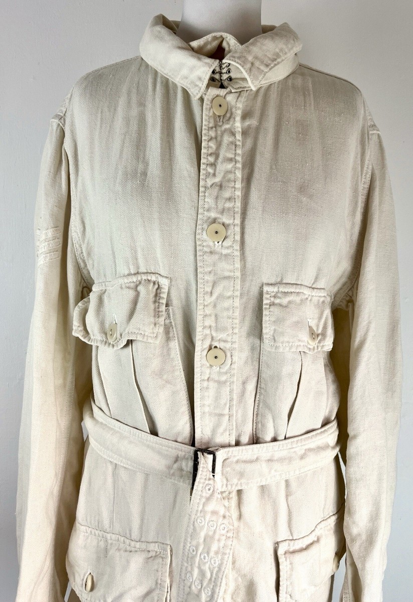 【Nigel Cabourn】MOTORCYCLE LINEN COAT Nigel Cabourn Classic Linen Belted Jacket EU50 U.K. L