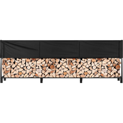 Heavy Duty 12 ft 1/2 Cord Firewood Rack w/ Cover Combo Log Holder Up to 4400 lbs