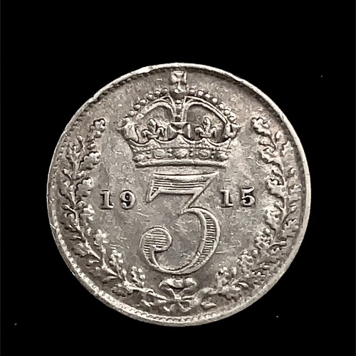 1915 GREAT BRITAIN SILVER THREE 3 PENCE KM# 813 GEORGE V - UNCIRCULATED. - Picture 6 of 8