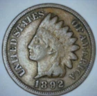 1892 INDIAN HEAD PENNY VF Full LIBERTY Better Bronze Small Cent Type Coin DE13R