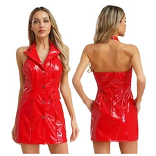 Women Clubwear Button Up Dress Tight Backless Sexy Nightclub Party Pole Dance