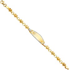 GOLD - 14K Two Tone Gold Stampato Oval Baby ID Bracelet - 6"