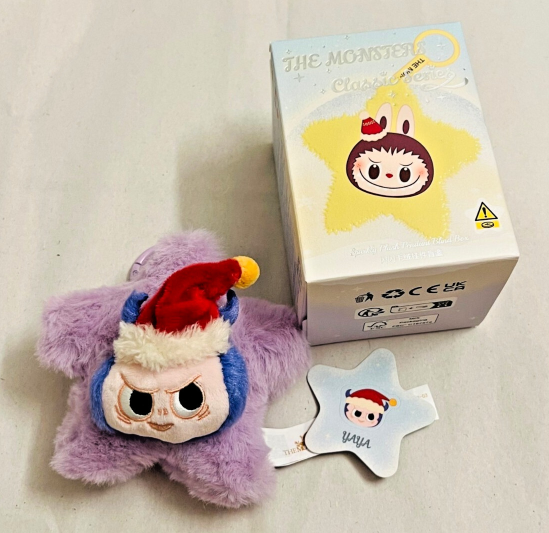 Pop Mart Labubu THE MONSTERS Classic Series Sparkly Plush Pendant YAYA Box