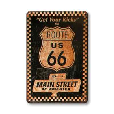 Get Your Kicks on Route US 66  MAIN STREET of AMERICA 12 x 8 inch Metal Sign