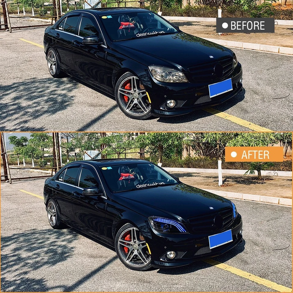 Par de faros LED para Mercedes Benz W204 C300 C350 2008-2010 DRL faros Foto 2 de 4