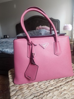 Authentic Prada Rose Pink Saffiano Leather Tote Bag