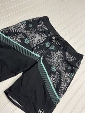 O'Neill Tropical Floral Palm Board Shorts Black Teal Men's Size 34 Swim Trunks F