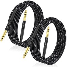 1/4 Inch TRS Cable 2-Pack 15FT, Quarter Inch 6.35mm Balanced Stereo Audio Cab