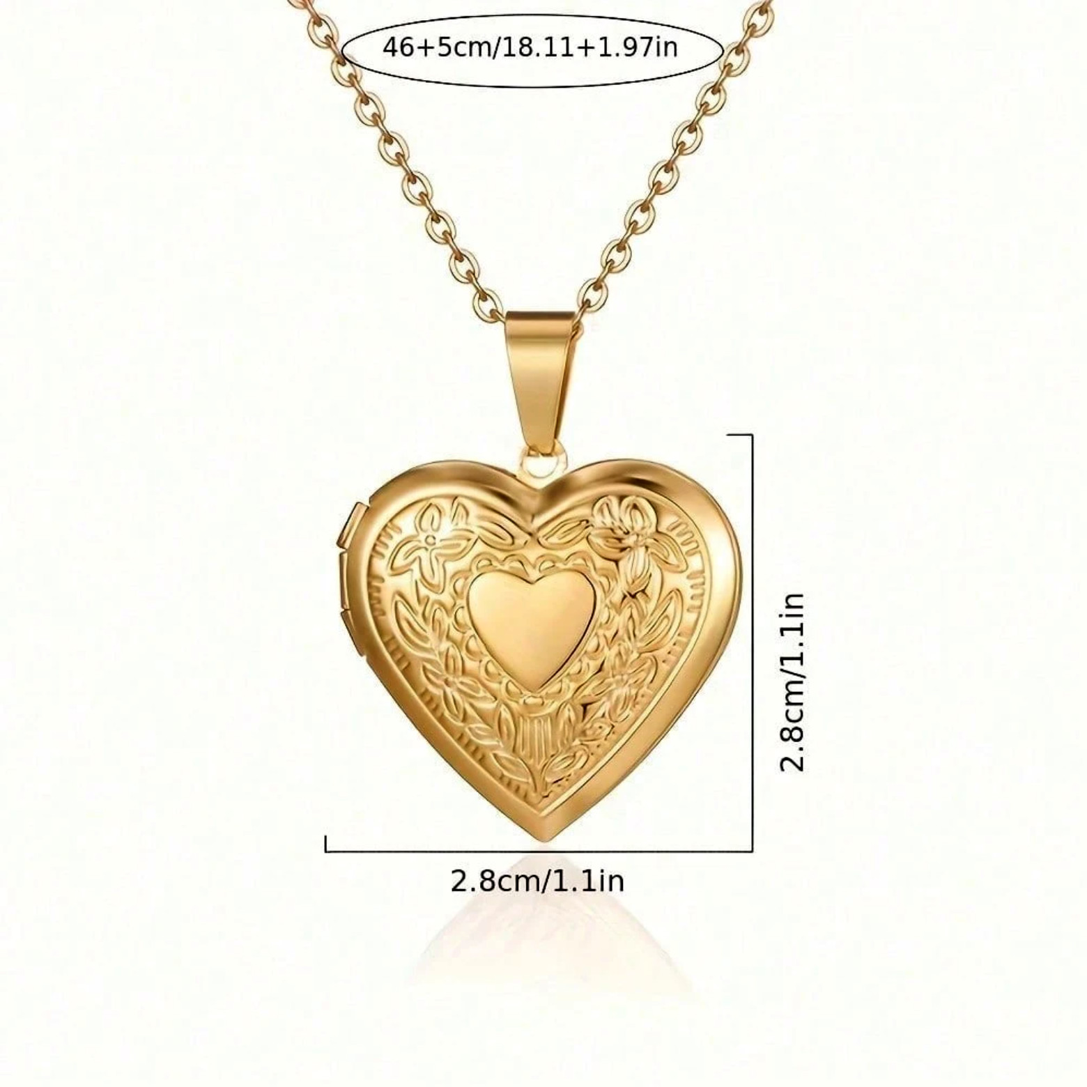 Womens Locket Necklaces Heart Pendant 18K Gold Plated Stainless Steel Chain New