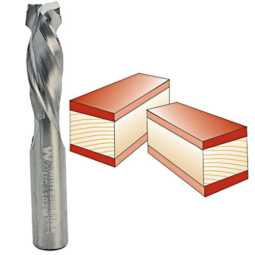 Whiteside Spiral Up / Downcut Bit, 3/8 in. SH x 3/8 in. CD x 1 in. CL UD4102M