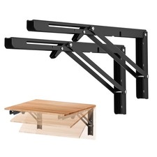 2 PCS 16 Inch Folding Shelf Brackets Matte Black Heavy Duty Table Wall Mount