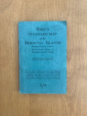 Vintage 1922  Rider's Standard Map of the Bermuda Islands  w/ Fold Out Map