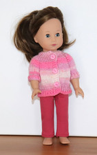 Puppenkleidung für die Stehpuppe 28 cm,  Strickjacke, Hose