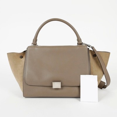 Celine zweifarbige Leder Trapez Tragetasche und Umhängetasche 169543 33162608
