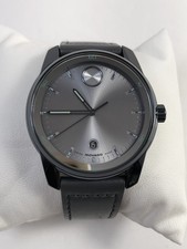 Movado Bold Verso SWISS Quartz Gray Dial Leather Strap Men's Watch 3601205