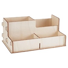Wooden Desk Organiser Pen Holder Display Box DIY for Office Desk