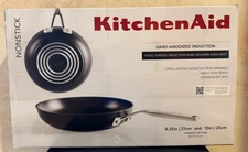 KitchenAid SET OF 2 Nonstick Fry Pan Matte Black Hard-anodized Induction NEW!