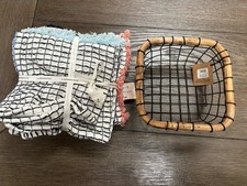 ANTHROPOLOGIE Tea Towel Set And Basket