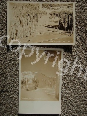 2 RPPC-SODA SPRINGS CA-SKI HILL-SLOPE-DISNEY FR LODGE BALCONY-DONNER PASS-NEVADA