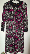 NWOT Tory Burch 100% Silk Black White Pink Abstract Shift Dress 3/4 Sleeve M Zip