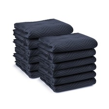 12 Moving Packing Blankets 80" x 72" Quilted Furniture Pads Navy Blue Black