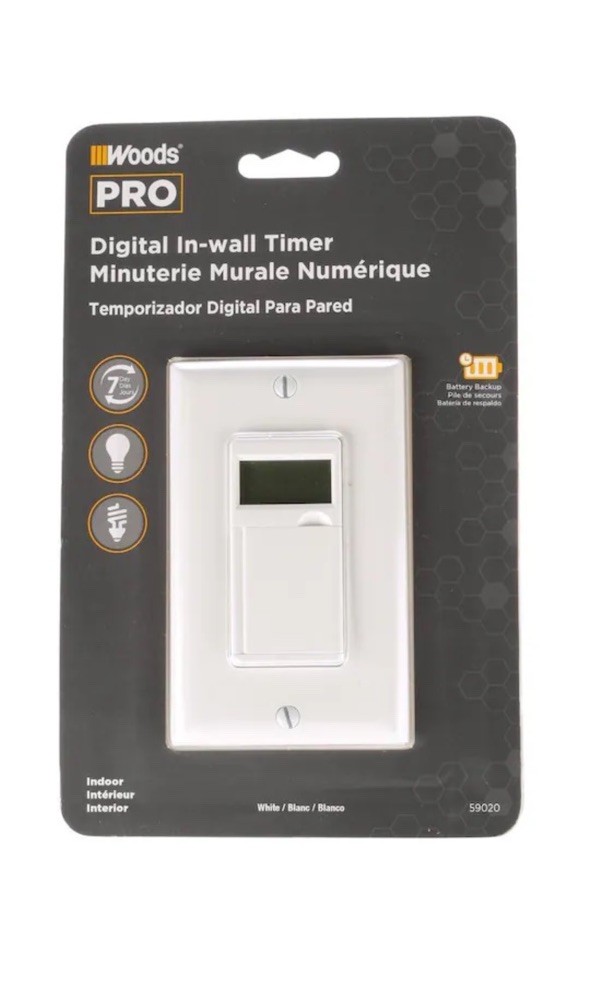 Woods 59020 In- Wall Digital 7-Day Programmable Timer; 125-Volt; 60-Hertz / 6...