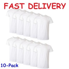 Hanes 10 Pack Men Tee T-Shirt ComfortSoft White Crewneck Undershirt Short Sleeve