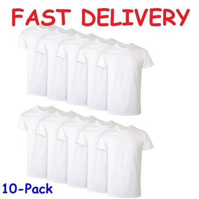 Hanes 10 Pack Men Tee T-Shirt ComfortSoft White Crewneck Undershirt Short Sleeve