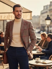 STILE LATINO handmade blazer US 38 EU 48 wool lamb wool check V. Attolini